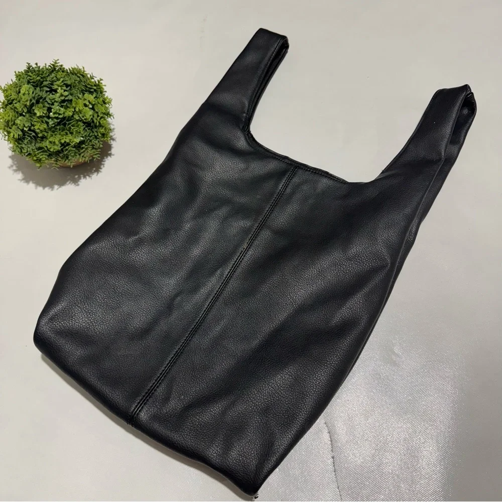 Urban‎ Expressions Black Leather Suede Stripe Patchwork Hobo Bag Purse Edgy